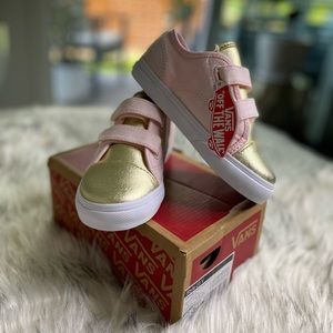 Vans Pink/Gold Metallic Velcro Sneaker